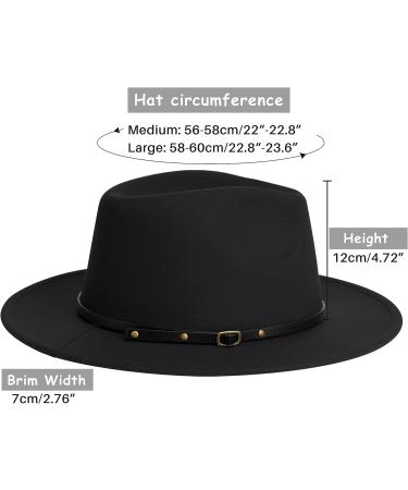 Two Tone Wide Brim Fedora Hat for Women and Men - Black/Red-belt - Small/Medium - Buy Online on GoSupps.com