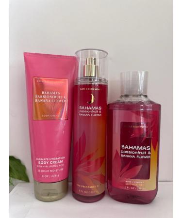 Bath and Body Works Bahamas Passionfruit & Banana Flower 3 Piece Set Shower Gel  Body Cream  Fine Fragrance Mist - Buy Online on GoSupps.com