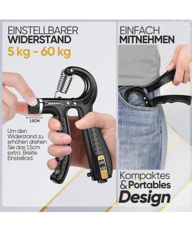 Straboss Hand Trainer Set | Adjustable Grip & Finger Strength Trainer for Forearm & Hand Fitness - 2x Black - Buy Online on GoSupps.com