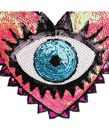 Love Large Sequin Heart Evil Eyes Patch - Embroidered Applique for Kids Clothes DIY Crafts (Color 3) - Buy Online on GoSupps.com