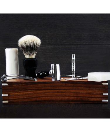 9-Part Classic Silver Tip Shaving Set in Antique Wooden Box | Hair Brush Foam Scissors & More - International Shipping Available - Buy Online on GoSupps.com