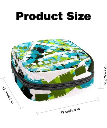 Abstract Blue Plaid Period Bag - Sanitary Napkin Storage & Travel Makeup Pouch - Buy Online on GoSupps.com