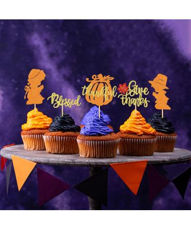 Keaziu 25 Pack Happy Thanksgiving Cupcake Toppers Give Thanks Cupcake Picks For Thanksgiving Theme Cake Decorations Birthday Party Thankful Dinner Supplies Bless - Buy Online on GoSupps.com