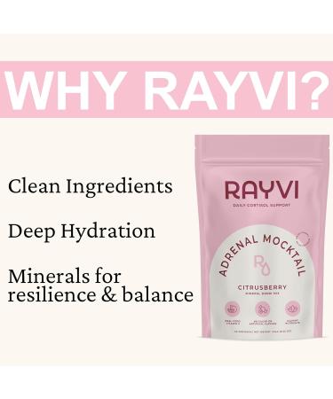 Rayvi Adrenal Mocktail Electrolytes Powder (Citrus Berry Flavor) | Zero Sugar Electrolytes Drink Mix for Energy & Wellness | Acerola Vitamin C Powder with Magnesium & Minerals | No Artificial Flavors - Buy Online on GoSupps.com