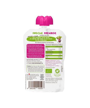 Cheeky Friends Bio Quetschie Fruit Puree for Kids - Apple Strawberry & Beetroot Vegan & Gluten-Free 12 Pack (100g each) | Healthy Snack for Babies 8+ Months - Buy Online on GoSupps.com