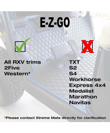 Xtreme Mats EZGO RXV Golf Cart Floor Liner - Full Coverage Mat for EZGO RXV (2008-2022) & 2Five (2009+) - Black/Grey Trim - Buy Online on GoSupps.com