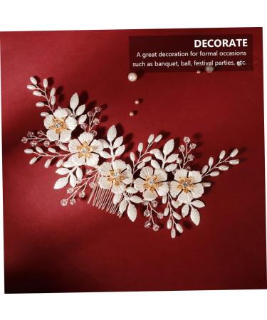 Angoily 1pc White Leaf Comb Hair Decor Comb Hair Accessories for Prom Wedding Decoration Floral Decor Pearl Hair Pin Bridal Floral Side Comb Hair Clip Alloy Bride Hair up Grace - Buy Online on GoSupps.com