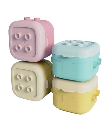 Stackable Snack Pots - Store & Wean Pots - Storage Pots with Soft Bases & Sides - Leakproof lids - Bright Colours