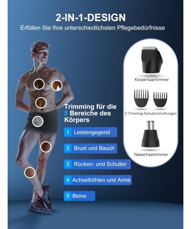 2-in-1 Intimate Razor & Nose Hair Trimmer for Men - Painless Rechargeable Waterproof Includes Sensitive Combs & Travel Lock - Buy Online on GoSupps.com