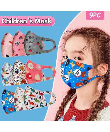 9 Packs Kids Protect_Cover_Mask Reusable Washable Ice Silk Boys Girls Mouth Protection Nolvety Adjustable Earloops Outdoors Sports Anti-dust Household Cleaning Cycling Camp - Buy Online on GoSupps.com