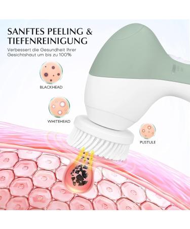 Coslus IPX7 Waterproof Facial Cleaning Brush - 7 Brush Heads for 360 Deep Clean | Electric Face Brush in Dark Green - Buy Online on GoSupps.com