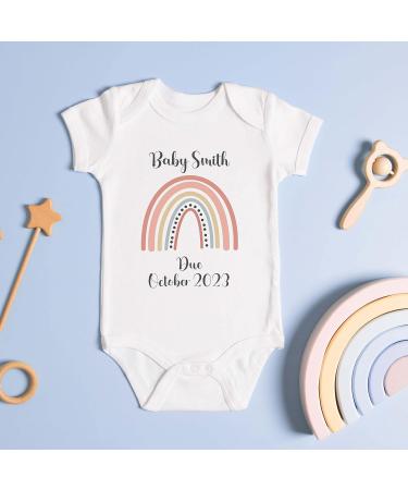 Hoolaroo Personalised Baby Pregnancy Announcement Onesie - Rainbow Baby Reveal 0-3 Months Clothing - Buy Online on GoSupps.com