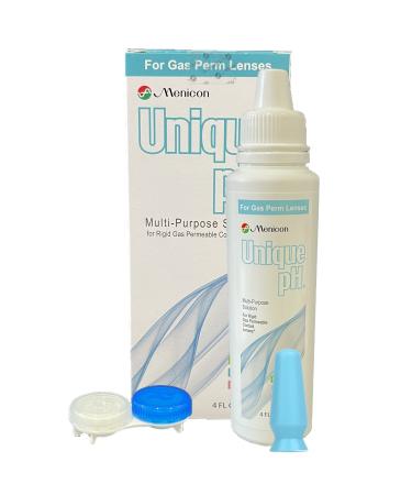 Menicon Unique pH Multi-Purpose Saline Solution 4 Oz and DMV Scleral Cup Large Contact Lens or Prosthetic Eye Handler -Remover Inserter- Bundle of 2 Items