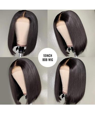 Geeta 13x4 Lace Front Brazilian Virgin Human Hair Bob Wig - 10 Inch Straight Natural Color | 180 Density Short Bob Wig - Buy Online on GoSupps.com