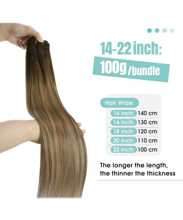 Youngsee Tressen Real Hair Balayage Weaving Extensions - 45cm Double Tresse #4/10/16 for Natural Brown Blonde Styles 100g Invisible Hairpin - Buy Online on GoSupps.com