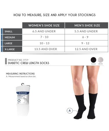 Truform Premiere Diabetic Socks for Men & Women - Medical Crew Length Mid Calf Height White Large - Comfortable & Supportive - Buy Online on GoSupps.com