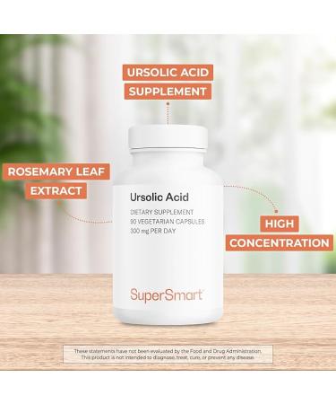 Supersmart Ursolic Acid 300mg - Muscle Mass, Strength & Skin Health Support - Rosemary Leaf Extract - 90 Capsules - Buy Online on GoSupps.com