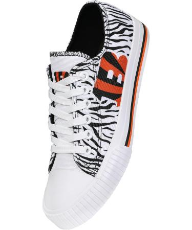 FOCO NFL Cincinnati Bengals Women's Fashion Low Top Canvas Sneakers - White Stripe 8 Glitter - Buy Online on GoSupps.com