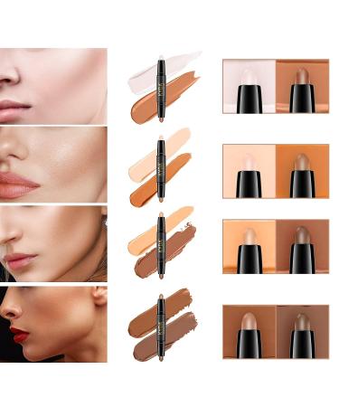 FREEORR 8 Colors Cream Contour Stick & Concealer - Full Coverage, Smooth Glide - 4 Pcs Highlighting & Shading Sticks - Buy Online on GoSupps.com