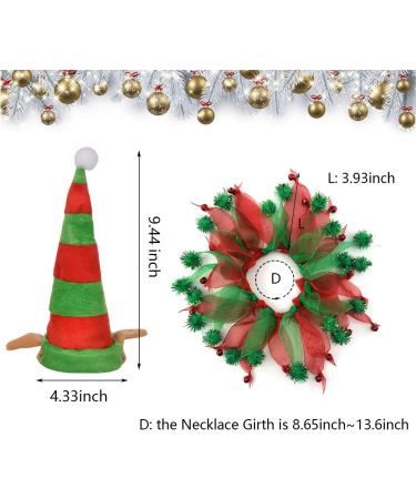 Vehomy Cat Christmas Costume Elf Hat and Bell Collar - Xmas Pet Accessories 2Pcs - Buy Online on GoSupps.com