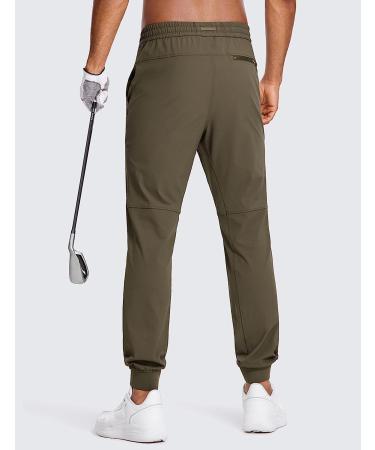 CRZ YOGA Men's Stretch Golf Joggers Pants - Quick Dry Workout Track Pants with Pockets - Large Olive Yellow - 30 inseam - Buy Online on GoSupps.com