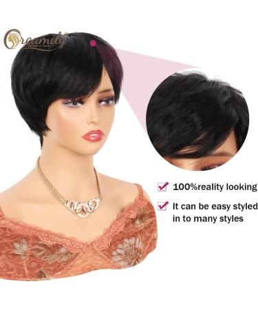 Creamily Pixie Cut Human Hair Wig for Black Women with Bangs - Short Daily Wear Natural Black Hairstyle - Buy Online on GoSupps.com
