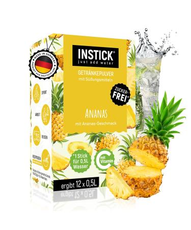 Intick sugar -free instant drink (pineapple) - 1 pack for 12 x 0.5-1 l - vegan beverage powder calorie & vitamin C - Instant powder - Buy Online on GoSupps.com