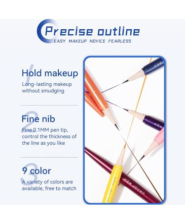 9 Colored Eyeliners Pen Set Waterproof Smudge-Proof Eye Shadow Pencil Liquid Eyeliner Makeup Set Long-Lasting High Pigmented Rainbow Eyeliner Pencils Kit Glitter Eye Liners for Women #38*9colour - Buy Online on GoSupps.com