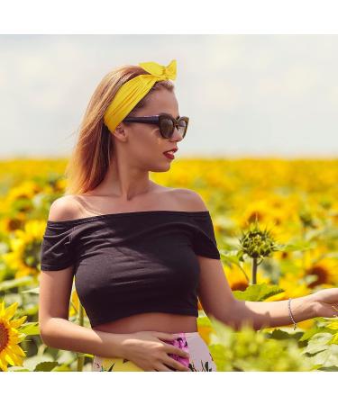 Adjustable Tie Headbands for Women - 2 Pack Wide Knotted Non-slip Hairbands in Black Yellow - Perfect for Yoga, Running, Sports - Elastic & Stretchy Headwraps by Willbond - Buy Online on GoSupps.com