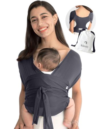 Konny Baby Carrier Original AirMesh - Custom Fit Carrier Hassle-Free Easy to Wear Infant Sling Wrap Perfect for Newborn Babies up to 44 lbs Toddlers (Charcoal 2XL) 2XL 02AirMesh-Charcoal