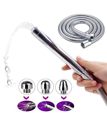 3 Heads Aluminum Shower Cleaner Douche System with 1.5m Stainless Steel Handheld Shower Hose and Velet Pouch