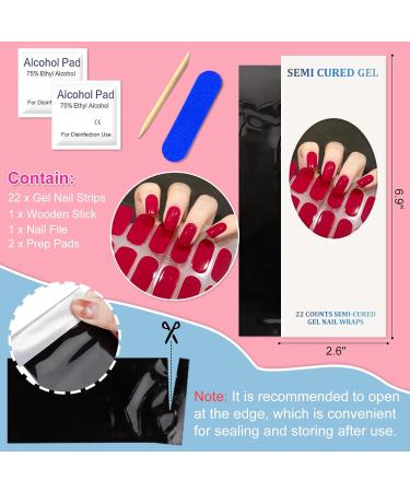 Ceboic Half Hardened UV Gel Strips - 22 Self-Adhesive French Nail Polish Stickers | Salon Quality Red Gel Nail Foils for Women & Girls | Christmas Nail Art Decoration - Buy Online on GoSupps.com