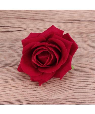 Red Rose Hair Clip Flower Hair Pin Fascinator Artificial Flower Brooch Hairpins Large Rose Red Hair Barrette for Women Girls - Buy Online on GoSupps.com