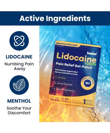 Sumifun Maximum Strength Pain Relief Patches - 4% Lidocaine & 1% Menthol 30 Count | OTC Treatment for Back Ache Stiff Neck Joint & Muscle Pain | Pack of 2 - Buy Online on GoSupps.com