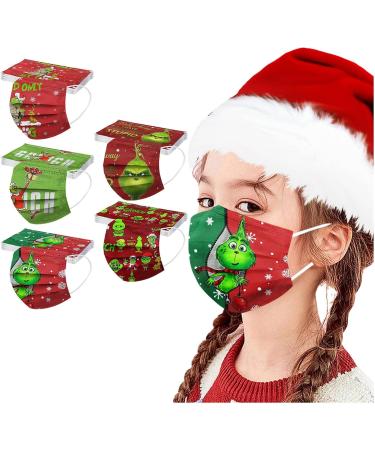 100Pcs Kids Grinch Disposable Face_Mask - Christmas Childrens Face_Mask Assorted Colors Design Boys Girls 3-Ply Face_Covering - Buy Online on GoSupps.com