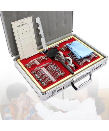 104 Pcs Optical Trial Lens Set Metal Optical Trial Lens Set Aluminum Storage Case Optometry Lens Optometry Box Trial Lens Equipment for Eye Hospital Vision Test