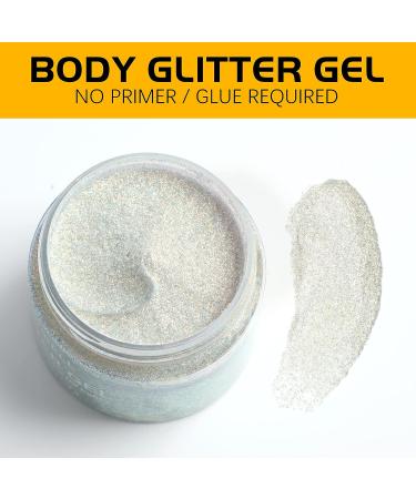 LATIBELL Silver UV Body Glitter Gel - 2.4 oz | Black Light Makeup for Face, Body & Hair | Rave Accessories for Women - Buy Online on GoSupps.com