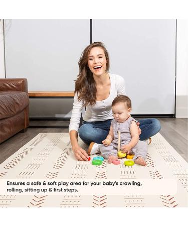 Childlike Behavior Baby Play Mat - Extra Large Non-Toxic Foam Play Mat 72x48 Inches - Beige Mudcloth Design for Infants, Toddlers, and Kids - Buy Online on GoSupps.com