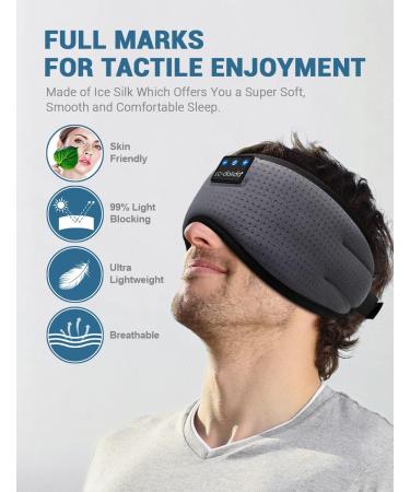 LC-dolida Bluetooth Sleep Mask with Headphones - Breathable Eye Mask for Side Sleepers - Comfortable HD Speakers - Sleep Aids for Adults - Grey - Buy Online on GoSupps.com