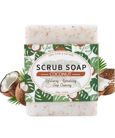 Coconut Oil Soap Bars - Soap for Body & Face - Shampoo Bar for Women - Natural Soap for Skin - Fresh Scent & Rich Foam 100g