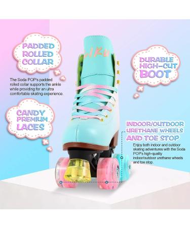 LIKU Quad Roller Skates for Girls and Women | All Wheel Light Up | Indoor/Outdoor Fun Illuminating Skates | Pink & Blue | Size 3-4 - Buy Online on GoSupps.com