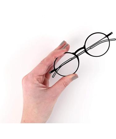 ThinOptics Manhattan Reading Glasses | Milano Aluminum Magnetic Housing | Round Black Frames | 2.50 Strength | Stylish & Portable - Buy Online on GoSupps.com