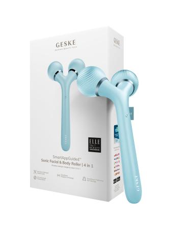 Geske |SmartAppGuided Sonic Facial & Body Roller |4 in 1 |Dermaroller |Device for face and body |Dermaroll |Professional facial scooter |Functions and defines the body and face turquoise