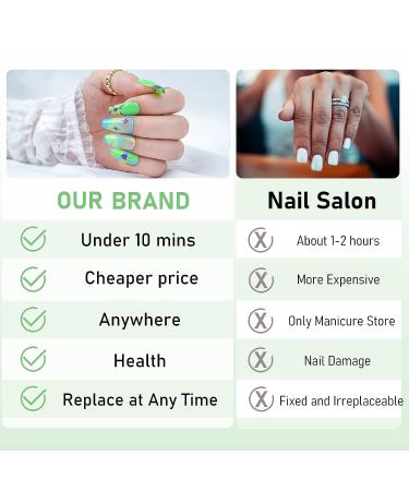 Green Carnival Medium Coffin Press-On Nails - 24pcs Acrylic Fake Nails with Designs for Women & Girls - Buy Online on GoSupps.com