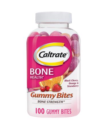 Caltrate Gummy Bites 500 mg Calcium and Vitamin D Supplement, Black Cherry, Strawberry, Orange - 100 Count 100 Count (Pack of 1)