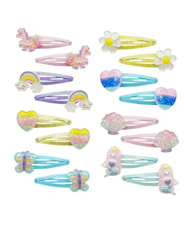 8 Pairs of Glitter Cartoon Hairpins Children's Hairpins Bangs Hairpins Children's Butterfly Hairpins Hairpin Set Cute Cartoon Hairpins