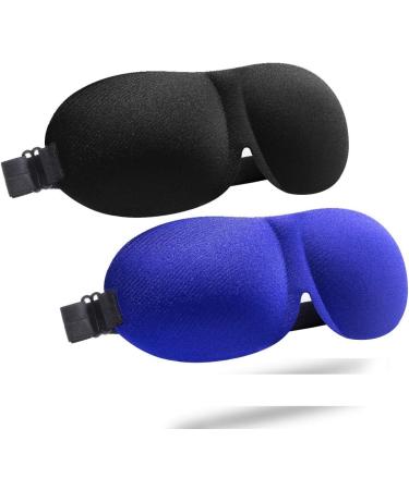 BEGONBOHO 3D Contoured Sleep Mask 2 Pack for Women Men - Comfortable & Adjustable Eye Blinder for Travel, Nap, Yoga - Super Soft & Breathable (Black/Blue) - Buy Online on GoSupps.com