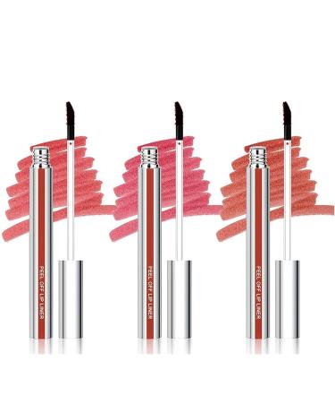 POHDHK 3 Colors Peelable Lip Pencil Set Matte Finish Peelable Lip Pencil High Pigment Lip Ink Long Lasting Waterproof Plumping Makeup for Women