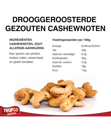 Tropgo Roasted Cashew Nuts 500g Fresh Packed Lightly Salted Cashew Nuts Cashew Nuts with Fiber Protein Minerals Perfect Snack Kosher Certified Nuts in Bulk - Buy Online on GoSupps.com
