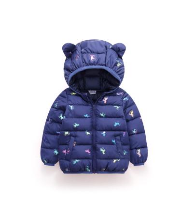 Hooded Coat for Kids Winter Jacket Toddler Padded Coat Warm Puffer Jacket Infant Waterproof and Lightweight Outwear Long Sleeve for Boys Girls 2-3 Years 2-3 Years blue